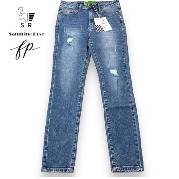 Sandrine Rose Denim - NWT SANDRINE ROSE  X FREE PEOPLE SKINNY JEAN WOMEN SIZE 28 SNOW RIPPED
